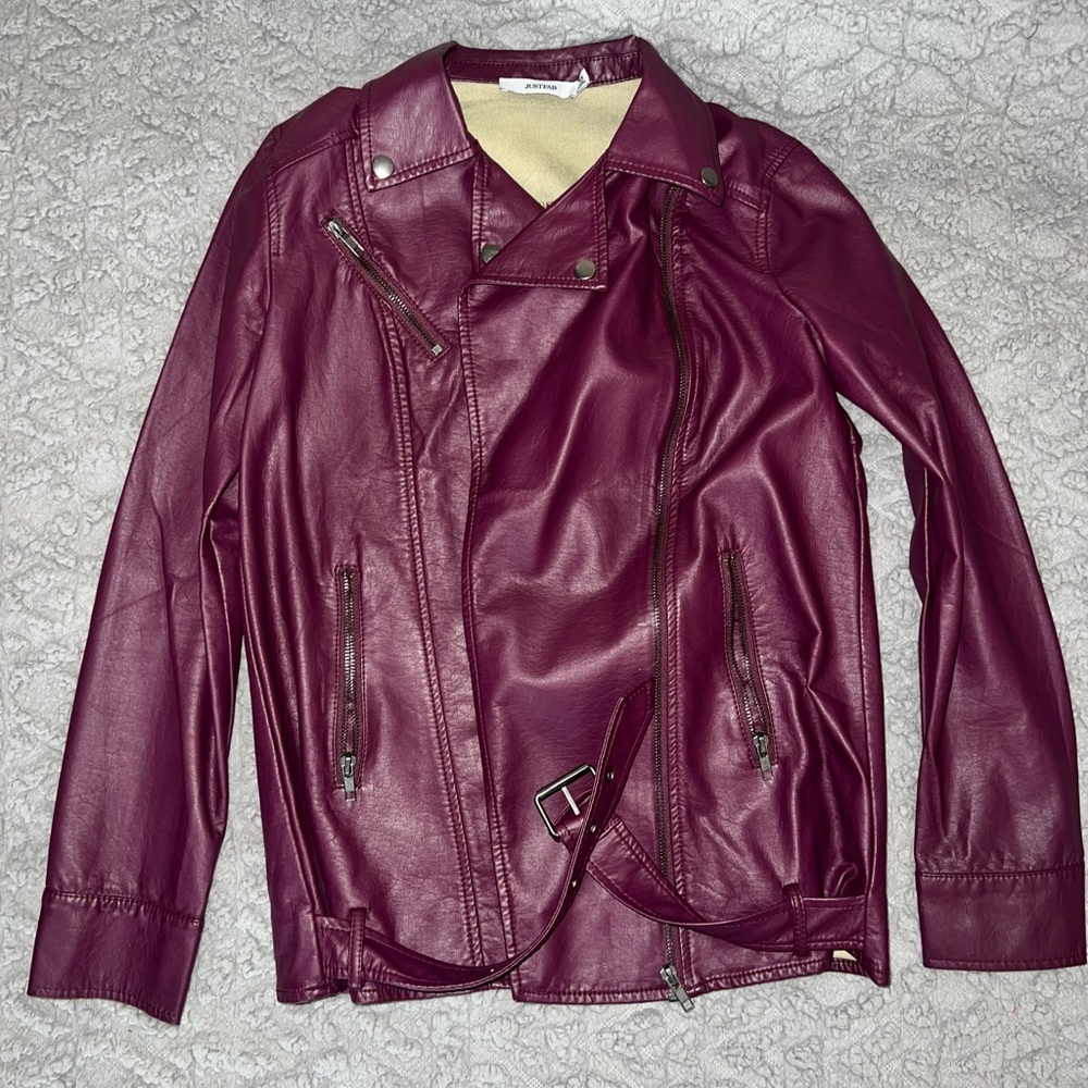 Faux leather bike jacket
